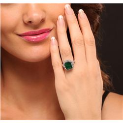 14KT White Gold 5.67ct Emerald and Diamond Ring