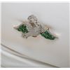 Image 2 : 18KT White Gold 3.30ctw Emerald and Diamond Brooch