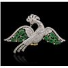 Image 3 : 18KT White Gold 3.30ctw Emerald and Diamond Brooch