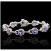 Image 4 : 14KT White Gold 5.94ctw Tanzanite and Diamond Bracelet