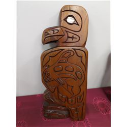 "EAGLE, ORCA, SALMON" ABALONE EYED CARVING - HM 95