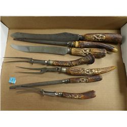 7 PC CARVED BONE KNIFE SET - Z.H.