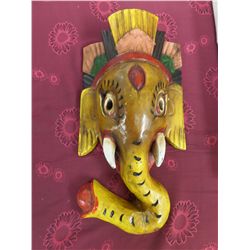 CARVED & PAINTED ELEPHANT MASK