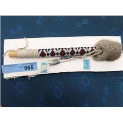 BEADED DRUM TONG, FUR END (12 INCHES LONG)