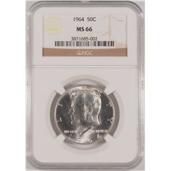 1964 KENNEDY HALF DOLLAR NGC MS-66