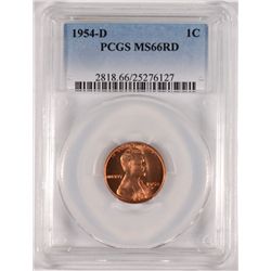 1954-D LINCOLN CENT, PCGS MS-66 RED