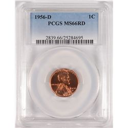 1956-D LINCOLN CENT, PCGS MS-66 RED!