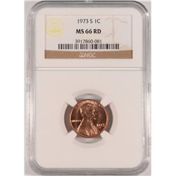 1973-S LINCOLN CENT, NGC MS-66 RED!  RARE! THERE HAVE BEEN NO SALES OF MS-67 RED