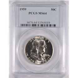1959 FRANKLIN HALF DOLLAR, PCGS MS-64