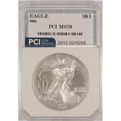 2004 AMERICAN SILVER EAGLE, PCI MS-70!