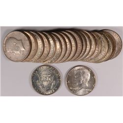 ROLL of 1964 & 1964 D SILVER KENNEDY HALF DOLLARS