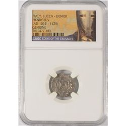 SILVER DENIER ITALY, LUCCA, HENRY III-V A.D. 1035-1125 NGC GENUINE