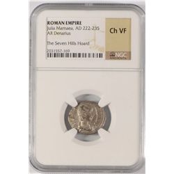 ANCIENT ROMAN EMPIRE SILVER DENARIUS, JULIA MAMAEA, A.D. 222-235, NGC CHOICE VF