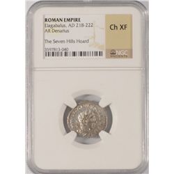 ANCIENT ROMAN EMPIRE SILVER DENARIUS, ELAGABALUS, A.D. 218-222, NGC CHOICE XF