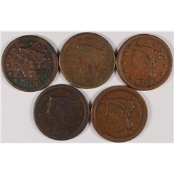 (5) 1853 LARGE CENTS