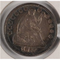 1857 SEATED HALF DIME XF / AU