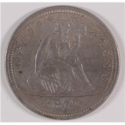 1874 SEATED QUARTER AU 55