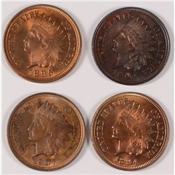 LOT OF (4) AU/BU INDIAN HEAD CENTS 1894, 1895, 1904, 1907