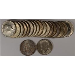 ROLL of 1964 & 1964 D SILVER KENNEDY HALF DOLLARS