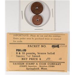 5, 10 PENNIA BRONZE (FINLAND)