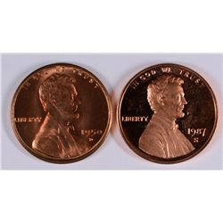 1950 D CENT UNC & 1987-S CENT PROOF