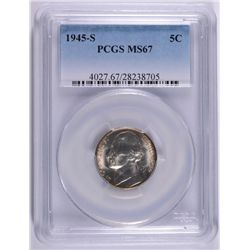 1945-S JEFFERSON NICKEL PCGS MS67