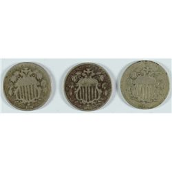 (3) SHIELD NICKELS (66, 67, 72)