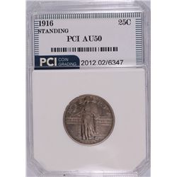 1916 STANDING LIBERTY QUARTER,  PCI AU-50   KEY DATE! RARE!!