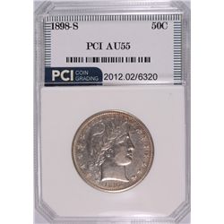 1898-S BARBER HALF DOLLAR, PCI AU-55