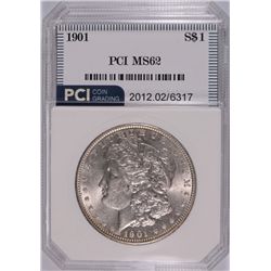 1901 MORGAN SILVER DOLLAR, PCI MS-62   SCARCE IN MINT STATE!