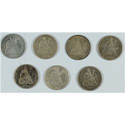 (7) SEATED DIMES (77-CC, 87, 87-S, 88, 89, 90, 91)