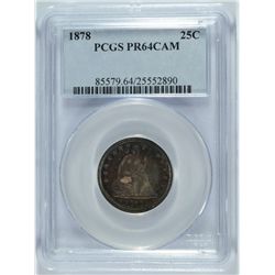 1878 PROOF SEATED QUARTER PCGS PR-64 CAMEO (AWESOME TONING)