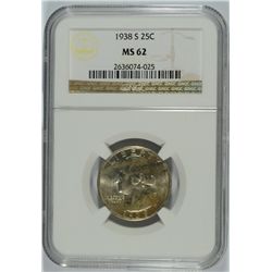 1938-S WASHINGTON QUARTER NGC MS-62