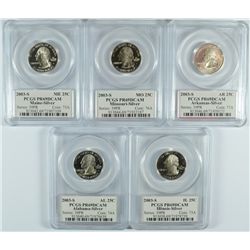 SET OF 2003-S SILVER PROOF STATEHOOD QUARTERS PCGS PR-69 DCAM
