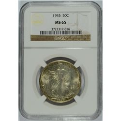 1945 WALKING LIBERTY HALF DOLLAR NGC MS-65