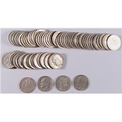 LOT OF (74) SILVER ROOSEVELT DIMES PRE - 1964
