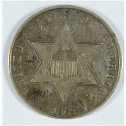 1862 3 CENT SILVER, AU