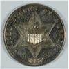 Image 1 : 1867 3 CENT SILVER, AU-55  RARE