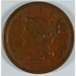 1854 LARGE CENT, XF