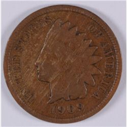 1909-S INDIAN ONE CENT FINE, minor spots obverse