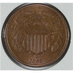 1865 TWO CENT PIECE, MS64 RED / BROWN NICE TYPE COIN!