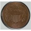 Image 1 : 1865 TWO CENT PIECE, MS64 RED / BROWN NICE TYPE COIN!