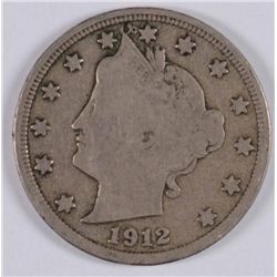 1912-S LIBERTY "V"  NICKEL FINE  KEY DATE!