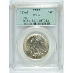 1935-S TEXAS COMMEN HALF DOLLAR PCGS MS-62 OGH