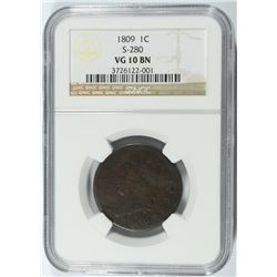 1809 LARGE CENT NGC VG 10 KEY DATE!