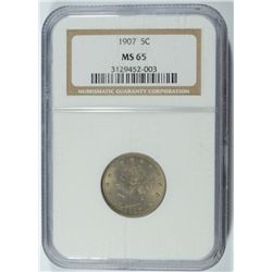 1907 LIBERTY "V" NICKEL NGC MS65 GEM