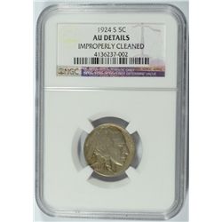 1924-S BUFFALO NICKEL, NGC AU ( cleaned )  DOES NOT LOOK CLEANED, IT'S A 53