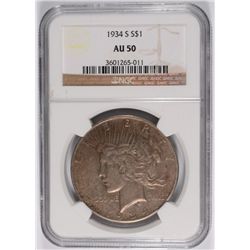 1934-S PEACE DOLLAR NGC AU-50