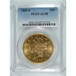 1883-S $20 GOLD LIBERTY PCGS AU-58