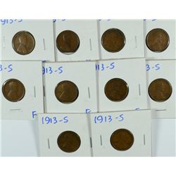 (10) 1913-S LINCOLN CENTS FINE'S